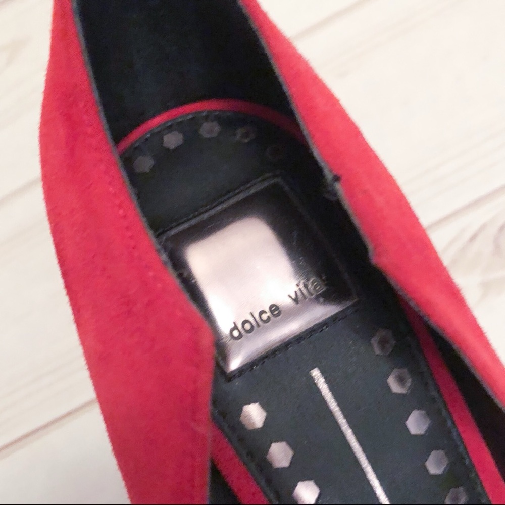 NWOT Dolce Vita Red Suede Peep Toe Pumps Size 7.5 - Picture 6 of 7